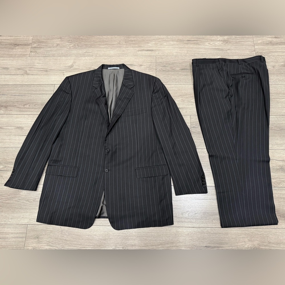 Hickey Freeman Loro Piana 150s Wool Suit Sz 49L 42X32 Stripe